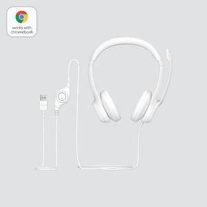 LOGITECH H390 Headset on-ear wired USB-A off-white