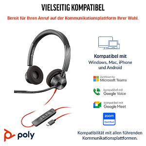 HP Poly Blackwire 3320 Stereo USB-C Headset +USB-C/A Adapter (213934-01)