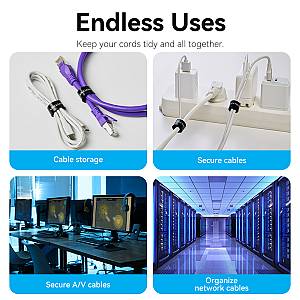 Vention Cable Organiser Hook & Loop Cable Tie 180mm 10 Pcs KAOB0-10