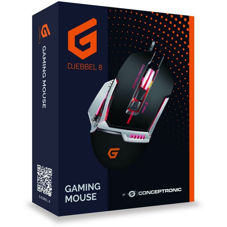 Conceptronic Gaming USB IC sensor.DJEBBEL02B Wired 4000 DPI Black, Silver