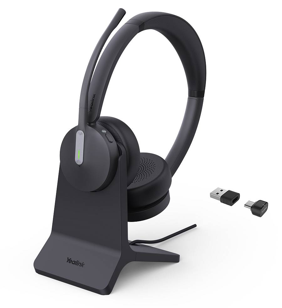 Yealink Headset Wireless Bluetooth 3-Mic NC with B/T Dongle & Charging Stand BH70 Dual Teams