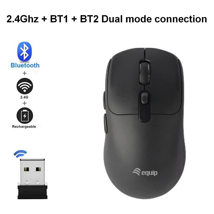 Equip Kompaktmaus Dual Mode 6Btn L+R Wireless 1600 DPI Black
