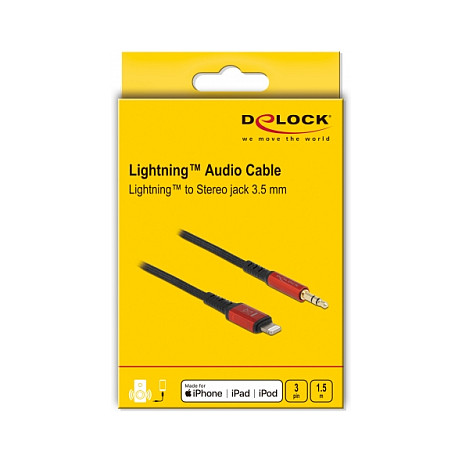 Delock Audio Cable 8 Pin Lightning Plug to Jack Plug 3.5 mm 3 Pin 1.5 m