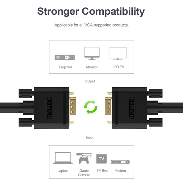 Unitek Y-C506G VGA to VGA Cable 10m
