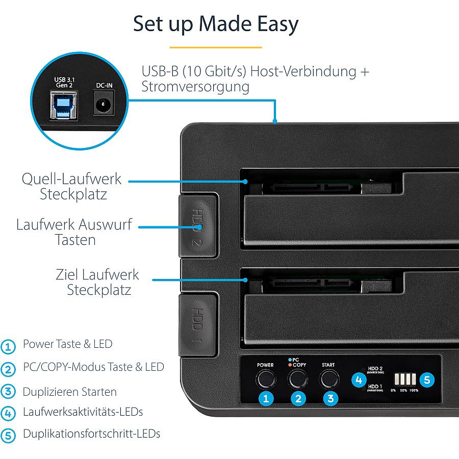 D StarTech USB 3.1 HDD DUPLICATOR DOCK
